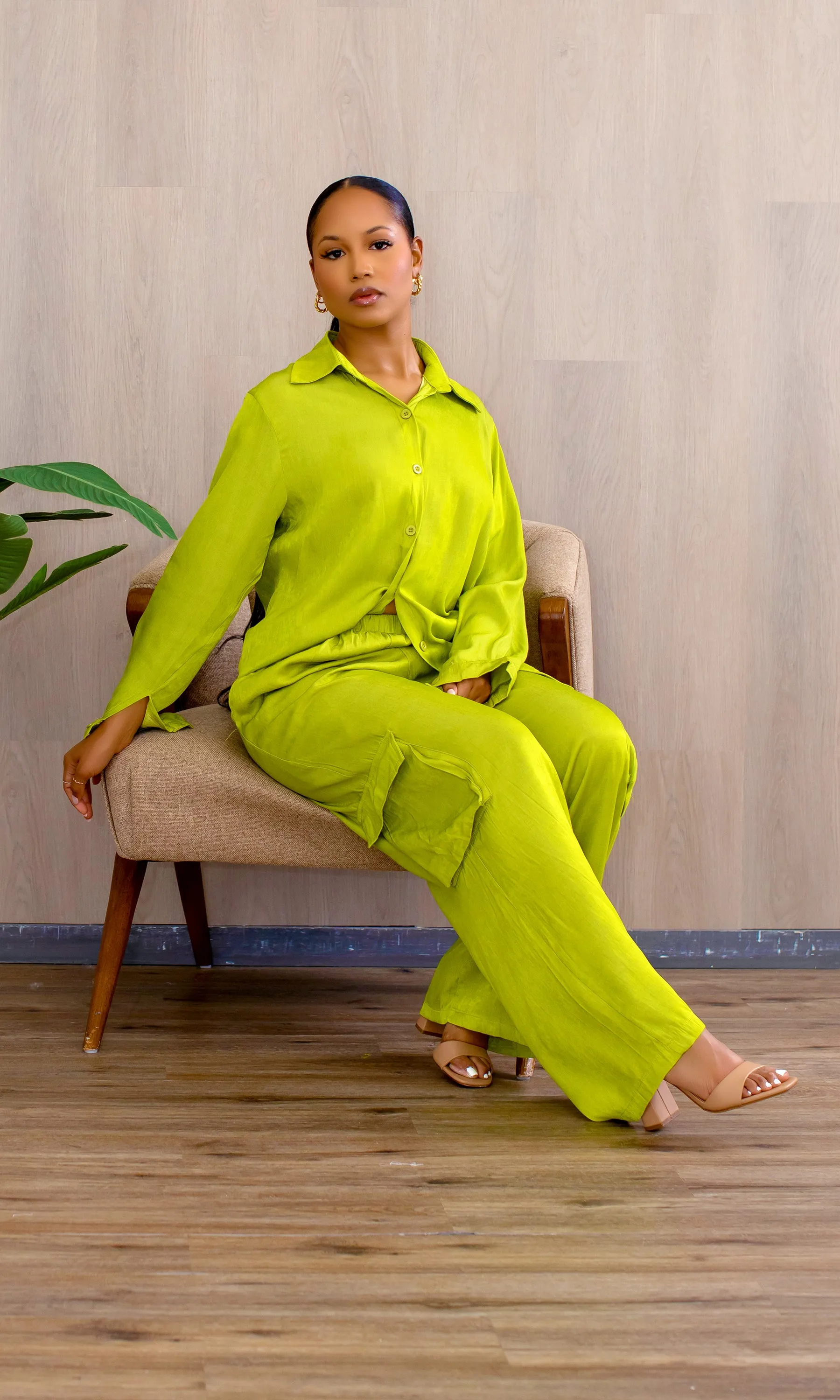 Viviana Cargo Pant Set in Vibrant Green sold by Cutely Covered product image thumbnail 2