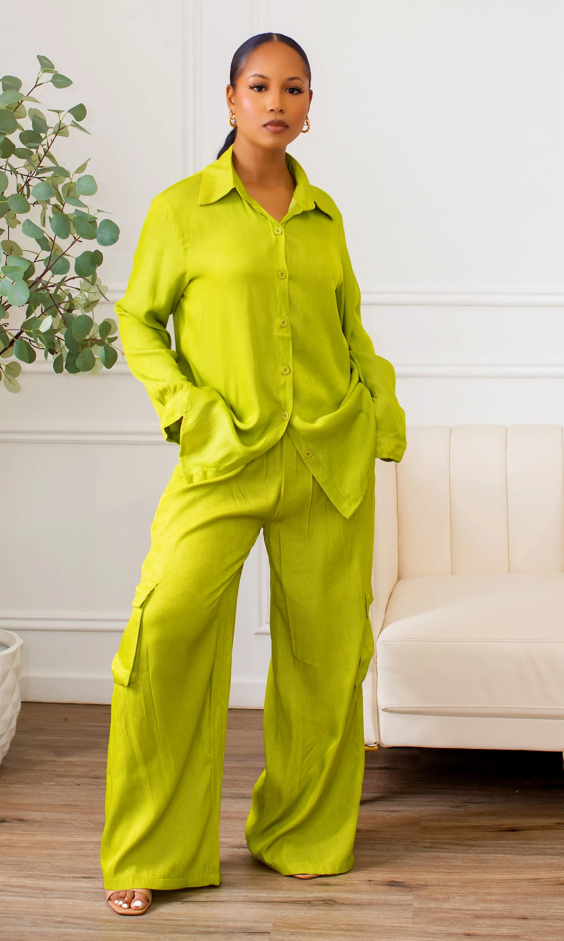 Viviana Cargo Pant Set in Vibrant Green sold by Cutely Covered product image thumbnail 5