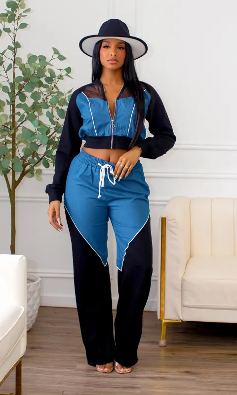 Lilliana Denim & Terry Contrast Set L2 sold by Cutely Covered