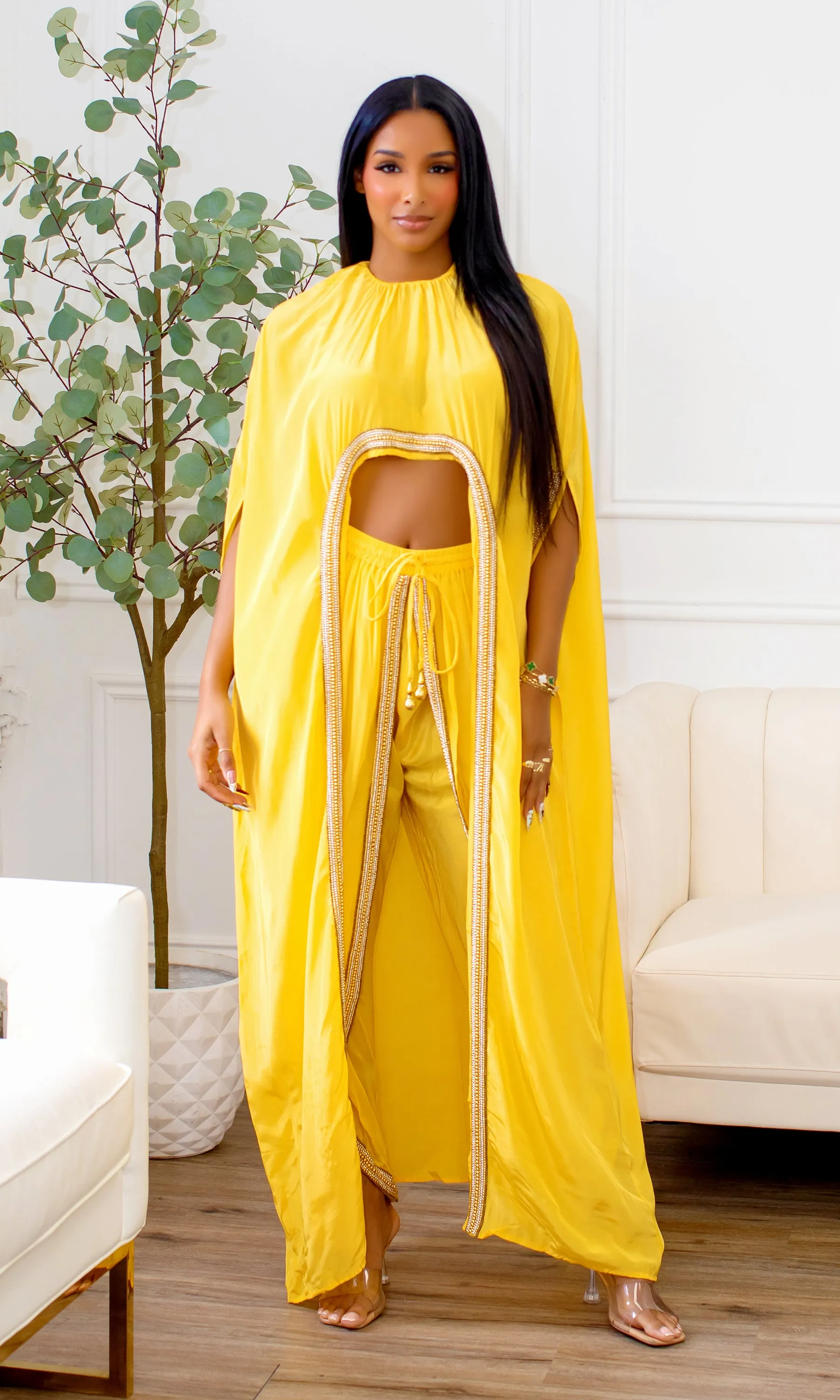 Hera | Hand Beaded Cape Pants Set - Yellow sold by Cutely Covered product image thumbnail 3