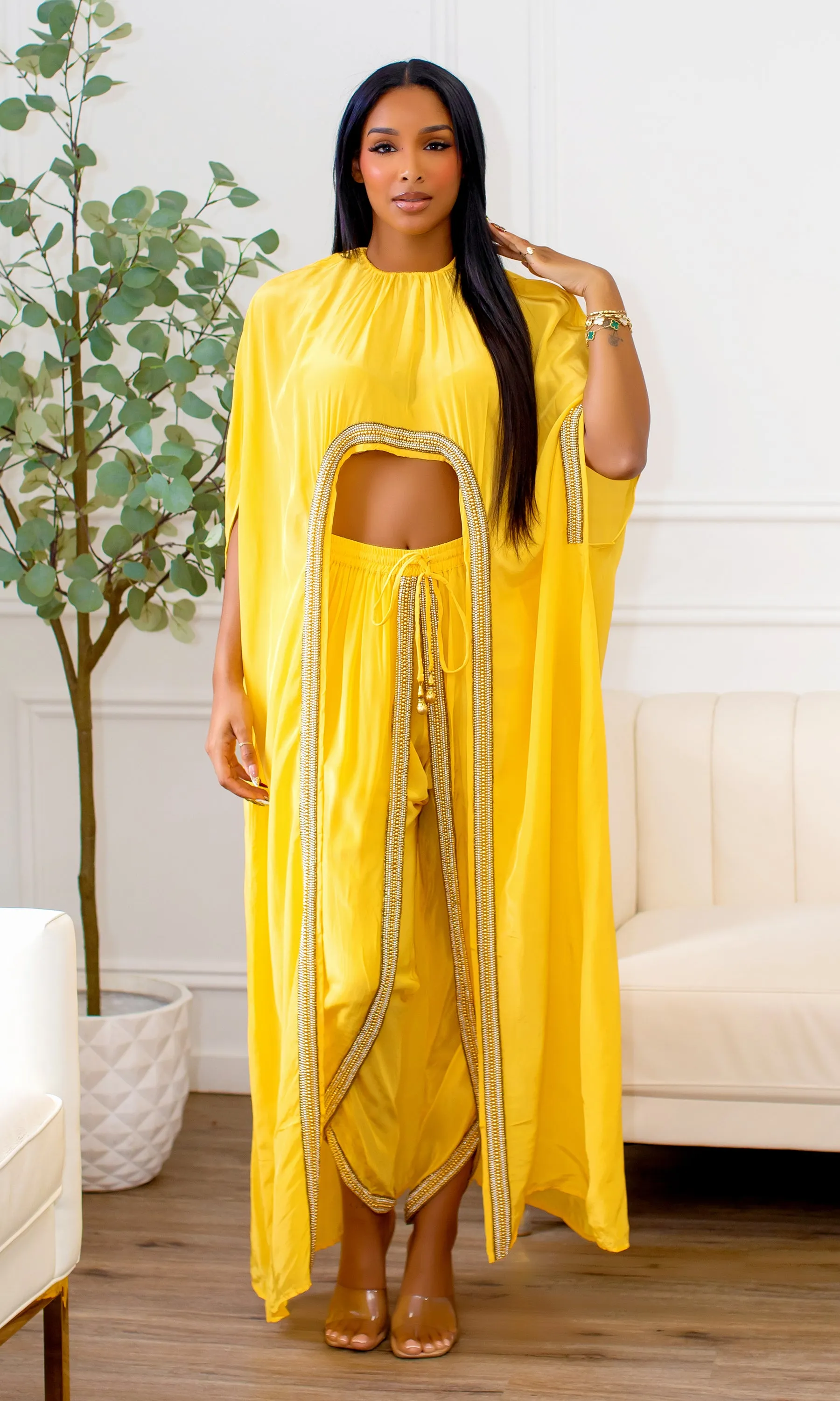 Hera | Hand Beaded Cape Pants Set - Yellow sold by Cutely Covered product image thumbnail 4