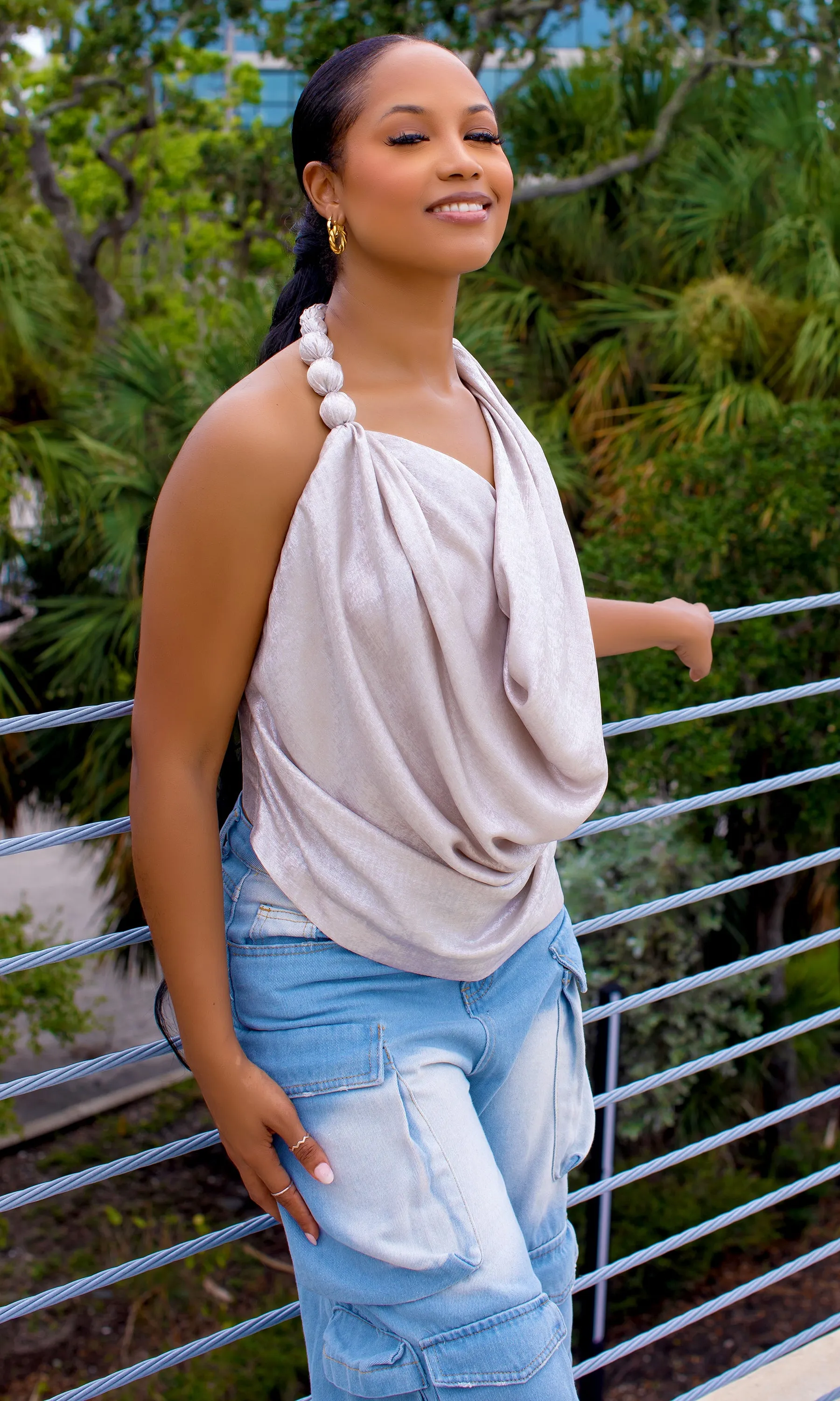 Demi Beaded Strap Top - Silver sold by Cutely Covered product image thumbnail 2