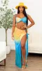 Twist Rope Detail Mesh Swim Coverup Skirt Set- Multicolor sold by Cutely Covered