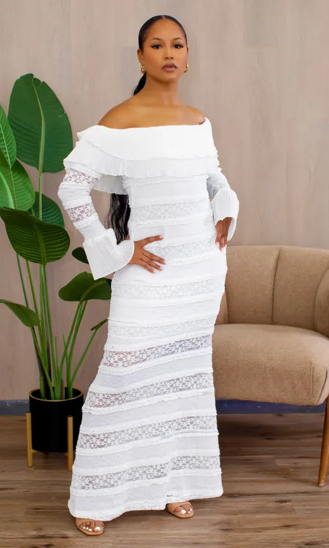 Opulessa Women's Off-Shoulder Dress - White sold by Cutely Covered