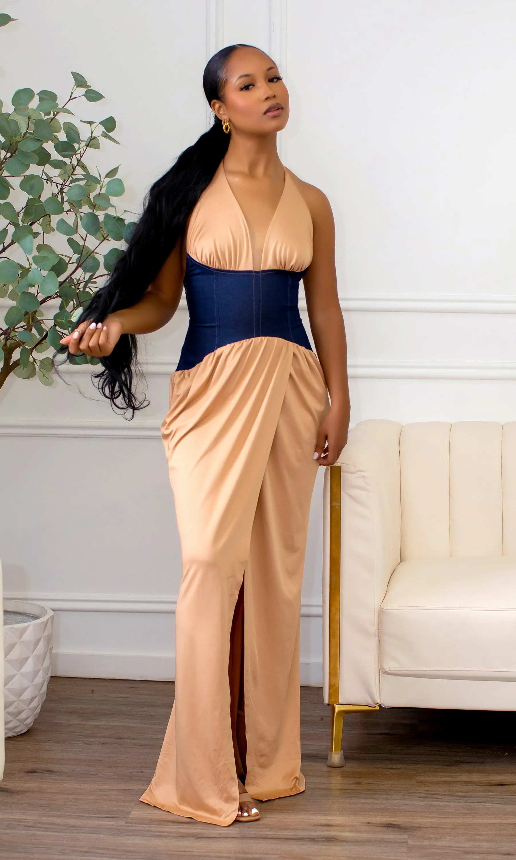 Jovée Satin Maxi Dress Preorder Ships End Sep sold by Cutely Covered product image thumbnail 3