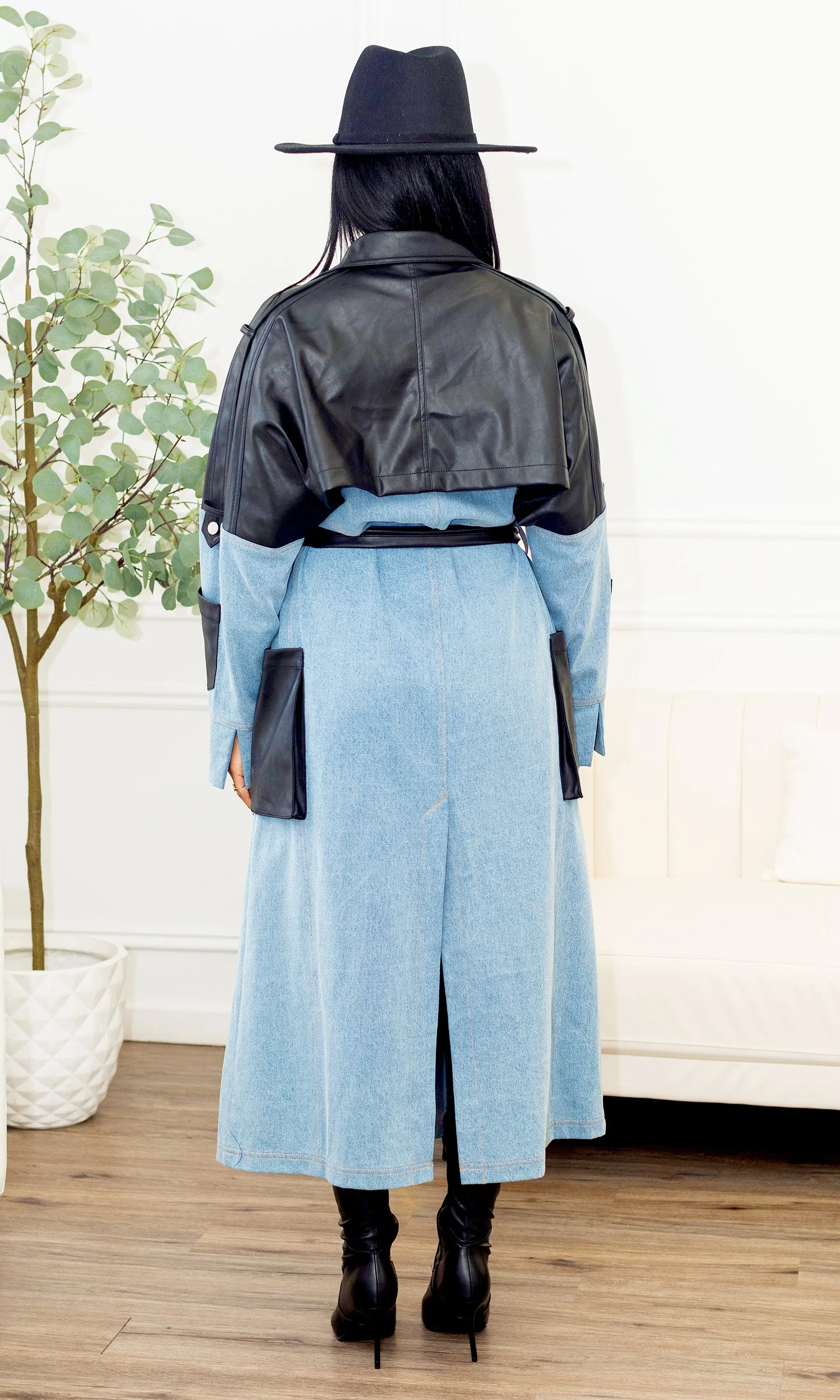 Quesarra Urban Siren Trench Coat - Denim sold by Cutely Covered product image thumbnail 2