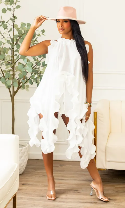 Renata Ethereal Whisper Ruffle Shorts Set - White made by Cutely Covered