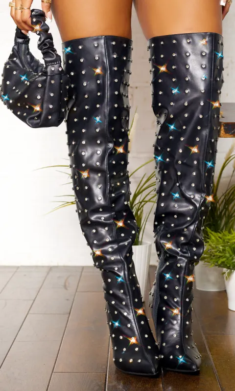 Girl's BFF | Studded Thigh High Boots - Black FINAL SALE sold by Cutely Covered