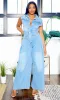 Zara Casual Straight Wide Leg Denim Jumpsuit - Medium Wash sold by Cutely Covered