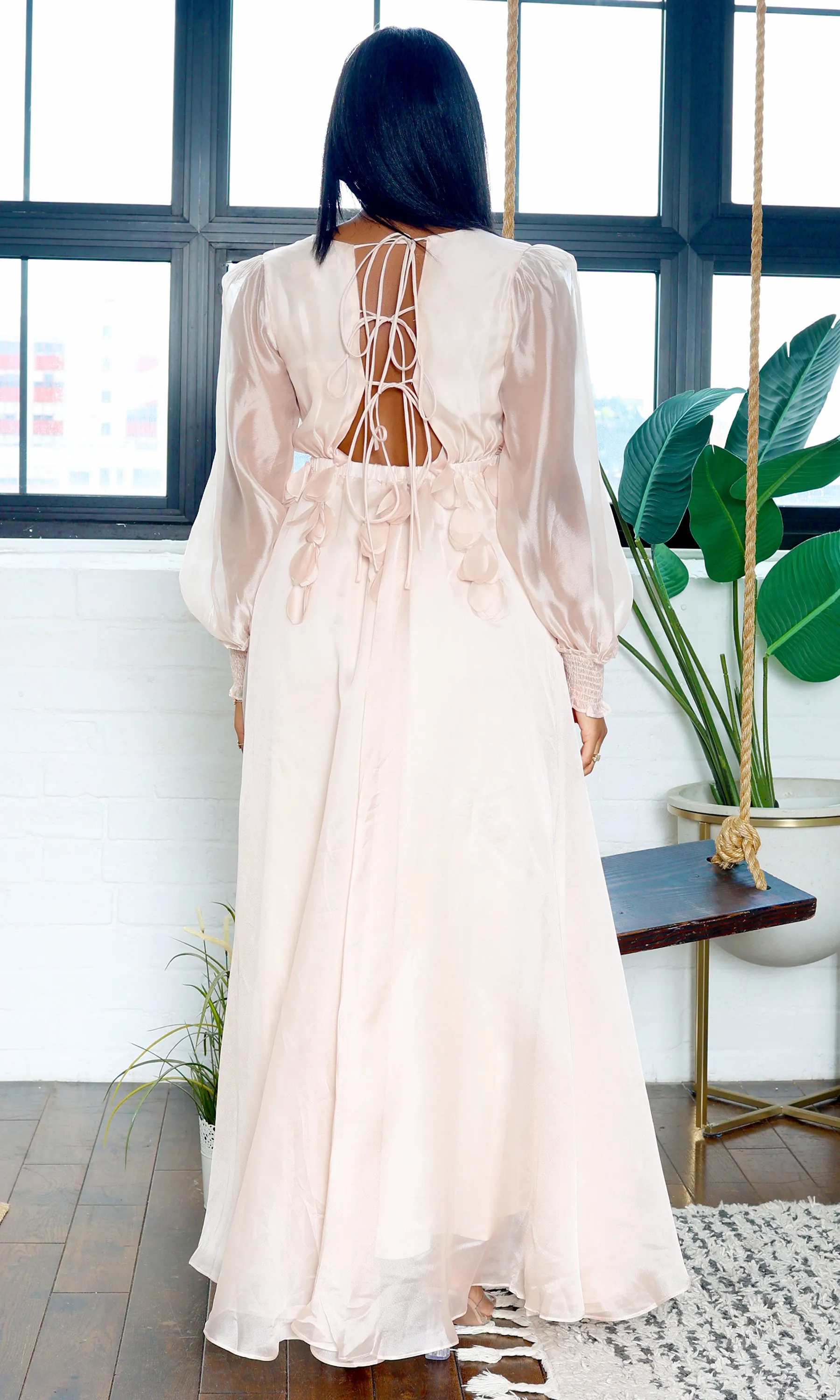 Zoey | V-Neck Maxi Dress - Blush sold by Cutely Covered product image thumbnail 5