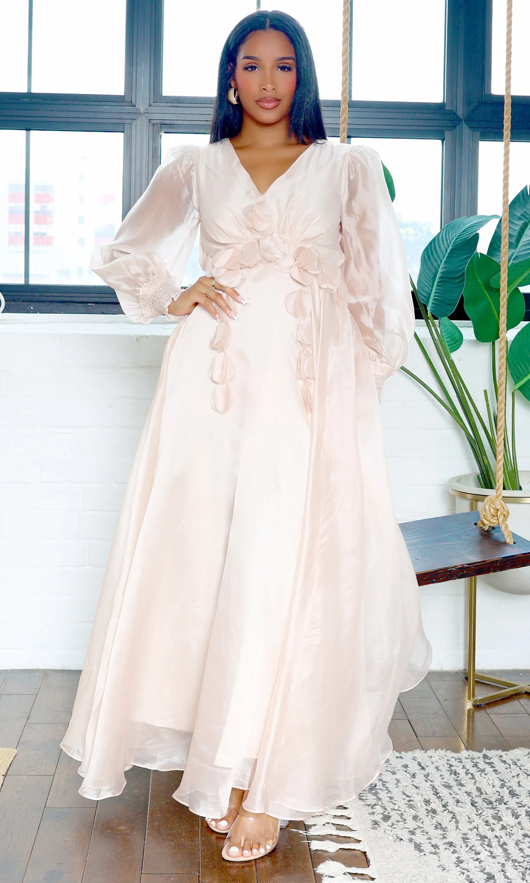 Zoey | V-Neck Maxi Dress - Blush sold by Cutely Covered product image thumbnail 2