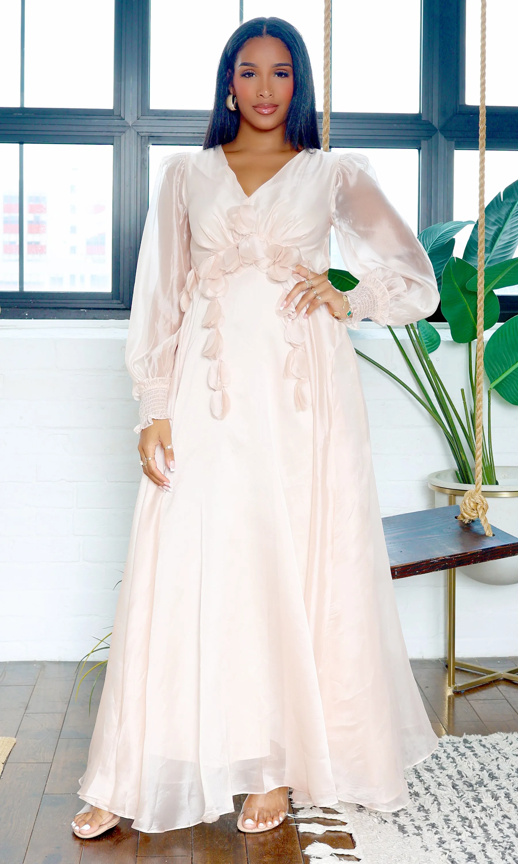 Zoey | V-Neck Maxi Dress - Blush sold by Cutely Covered product image thumbnail 3