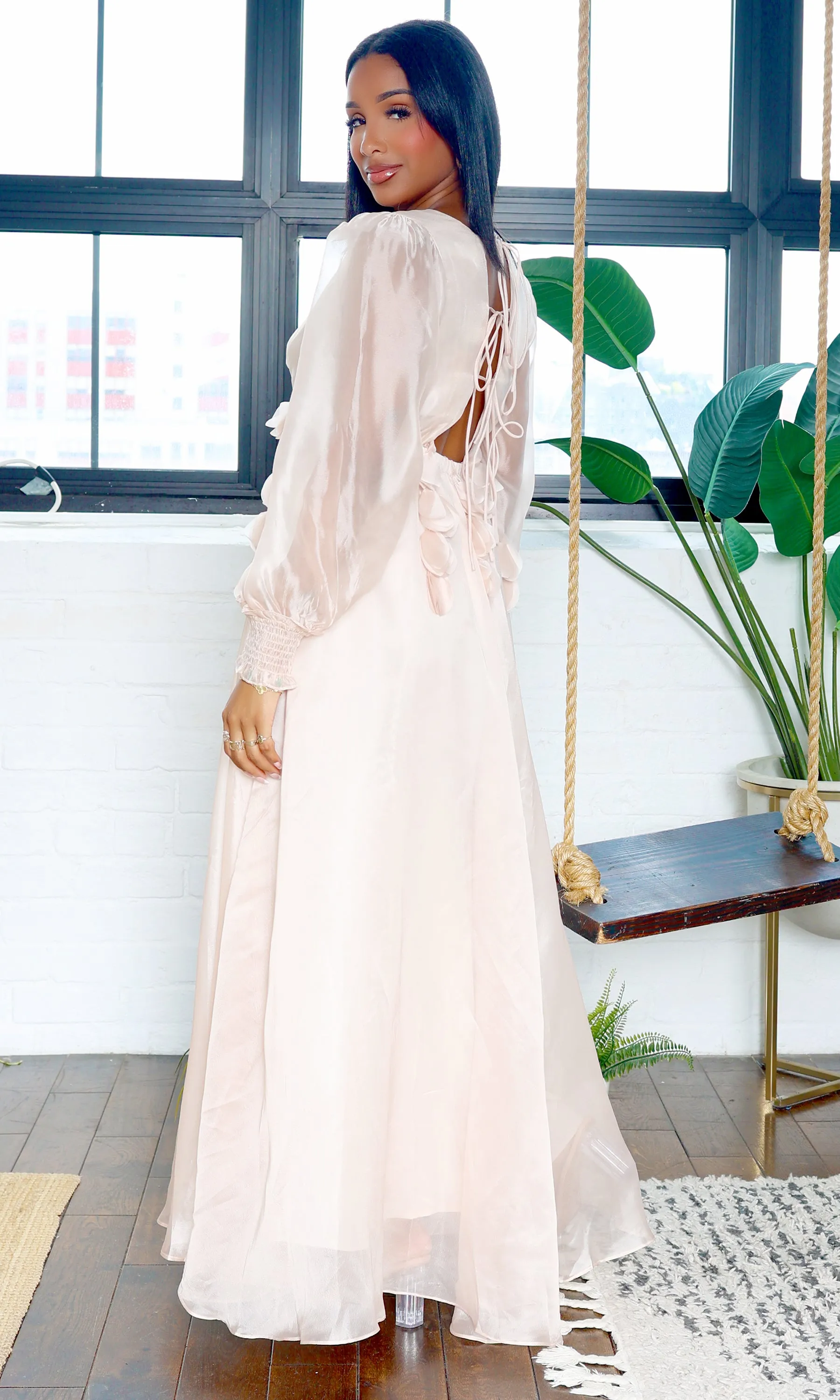 Zoey | V-Neck Maxi Dress - Blush sold by Cutely Covered product image thumbnail 4
