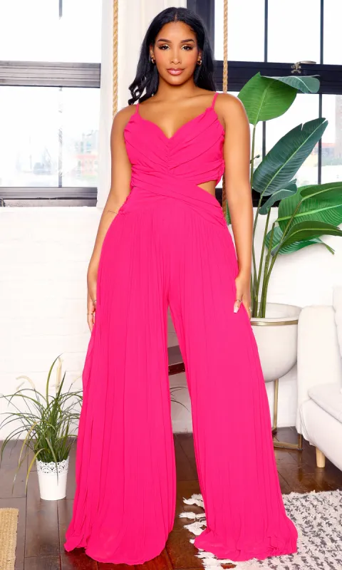 Tap In | Cutout Sides Jumpsuit - Fuchsia made by Cutely Covered