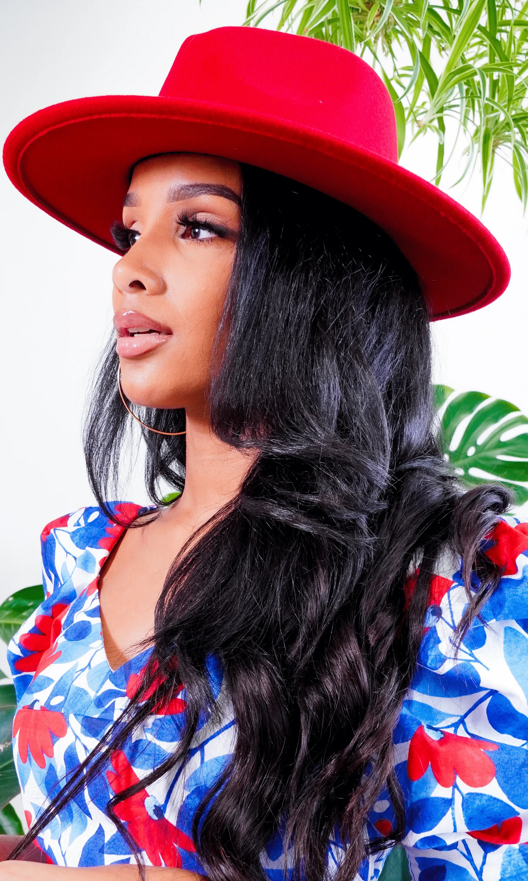 Still Trending | Wide Brim Panama Felt Fedora Hat with Band - Red sold by Cutely Covered product image thumbnail 4