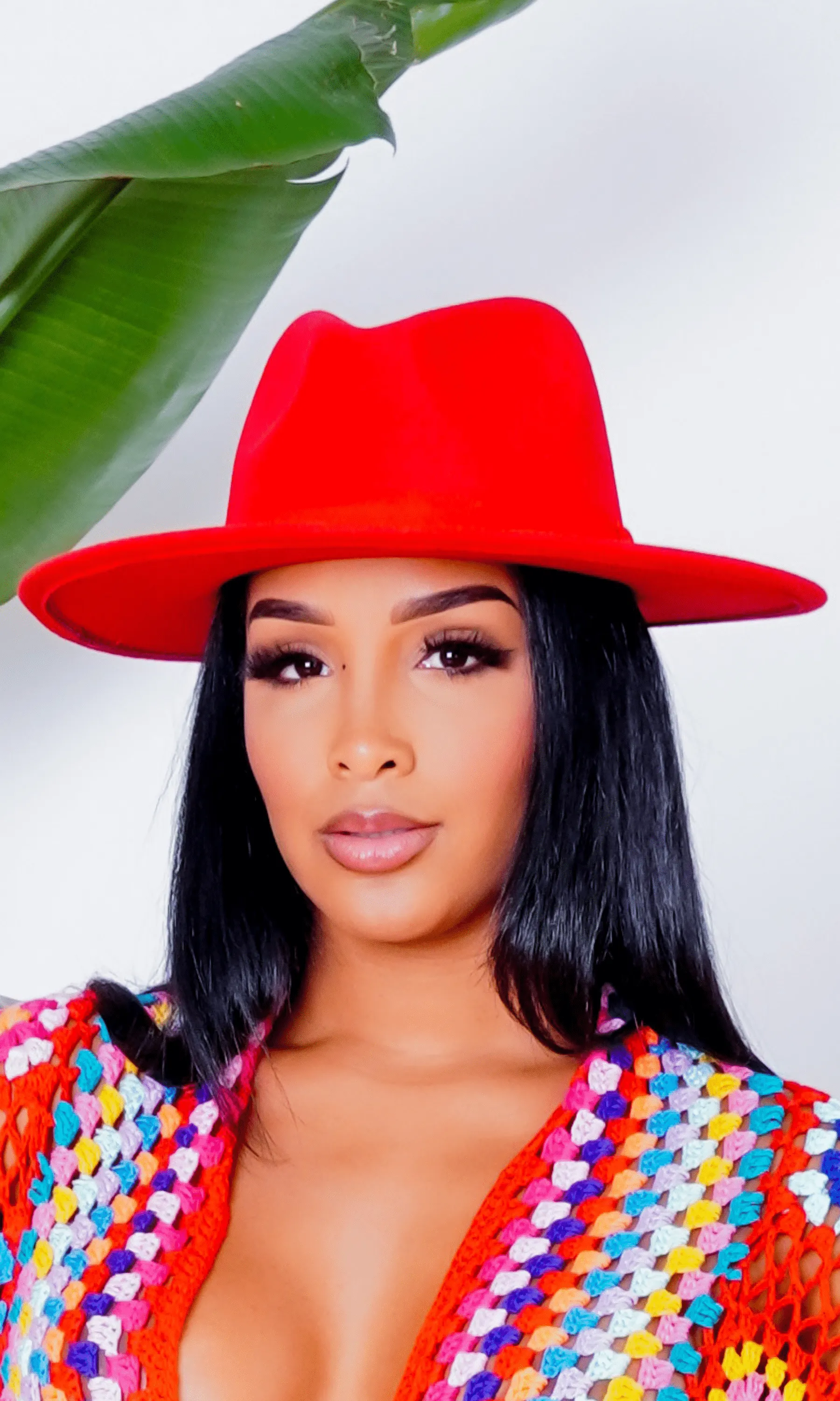 Still Trending | Wide Brim Panama Felt Fedora Hat with Band - Red sold by Cutely Covered product image thumbnail 3