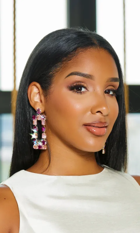 Multi Pink  Jeweled Earrings sold by Cutely Covered