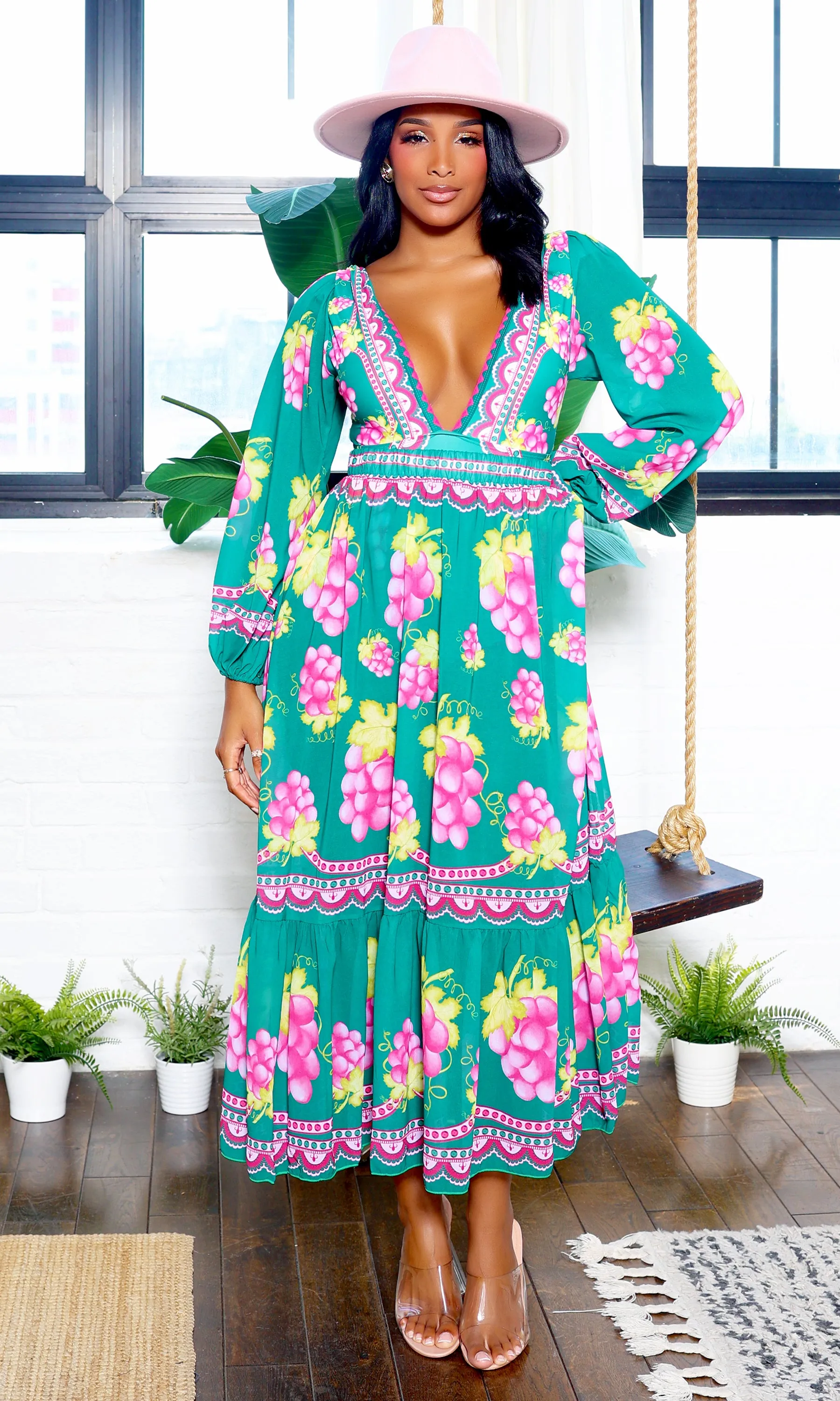 Retro Green Grapes Print Swimsuit & Skirt Set PREORDER R1 sold by Cutely Covered