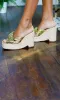 Slip-On Wedge Sandals - Gold FINAL SALE sold by Cutely Covered