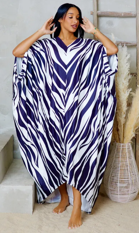 Glide Long Kaftan Dress - Zebra Print sold by Cutely Covered