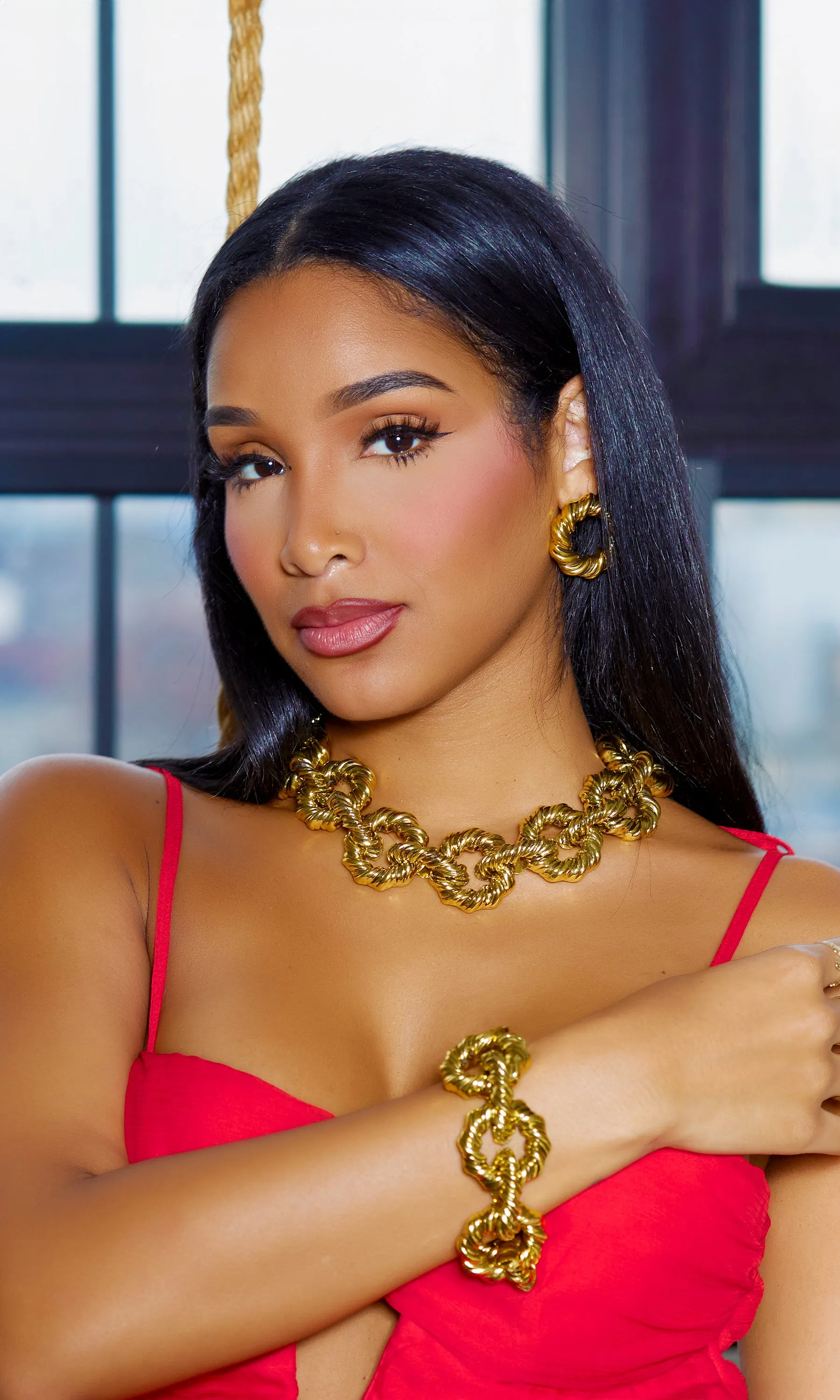 Gold Circles Necklace, Earring, Bracelet Set sold by Cutely Covered