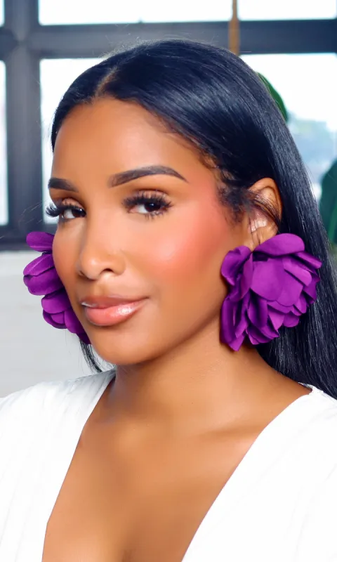 Blooming Petal Majesty Earrings - Purple made by Cutely Covered