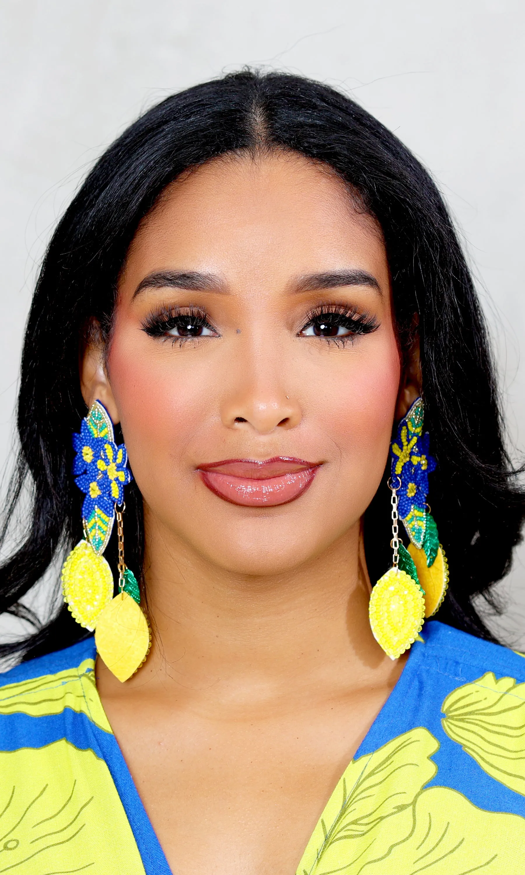 Citrus Glow Lemon Beaded Long Earrings sold by Cutely Covered product image thumbnail 2