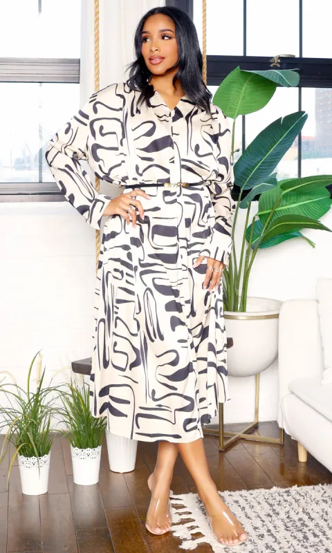 Sleeve of Solace | Long Sleeve Dress - Printed White sold by Cutely Covered