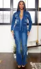 Appeal | Cargo Flared Jumpsuit - Dark Denim sold by Cutely Covered