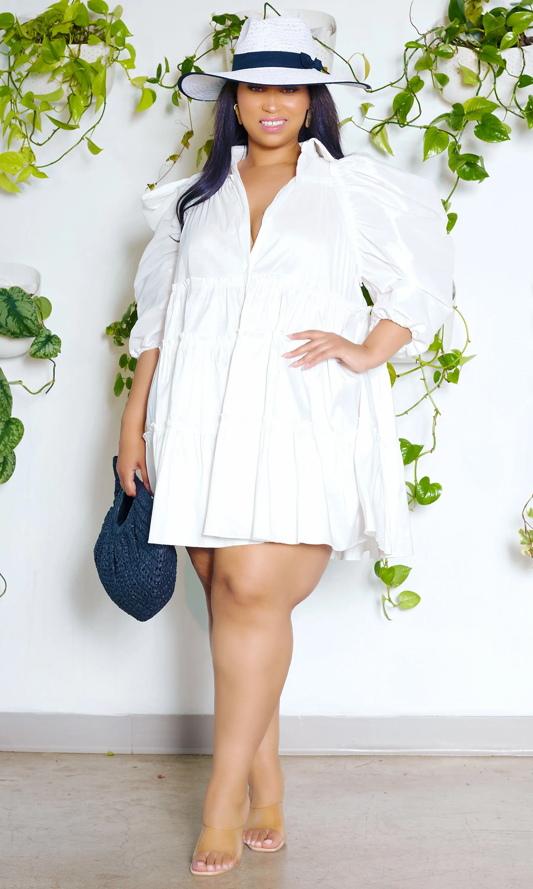 Sweet Summer | Puff Sleeve Ruffle Print Dress- White sold by Cutely Covered product image thumbnail 5