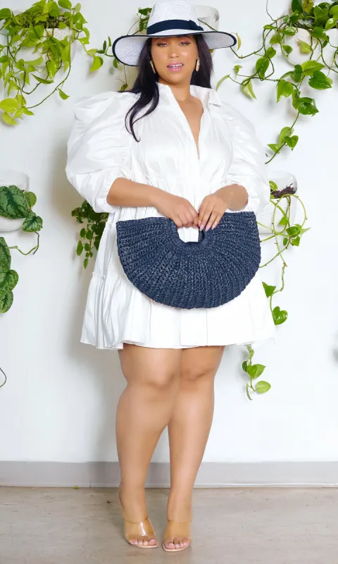 Sweet Summer | Puff Sleeve Ruffle Print Dress- White sold by Cutely Covered