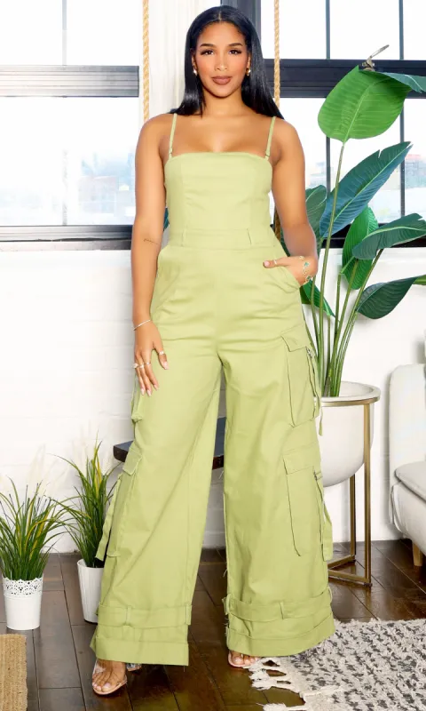 New Era | Cargo Jumpsuit - Light Olive sold by Cutely Covered