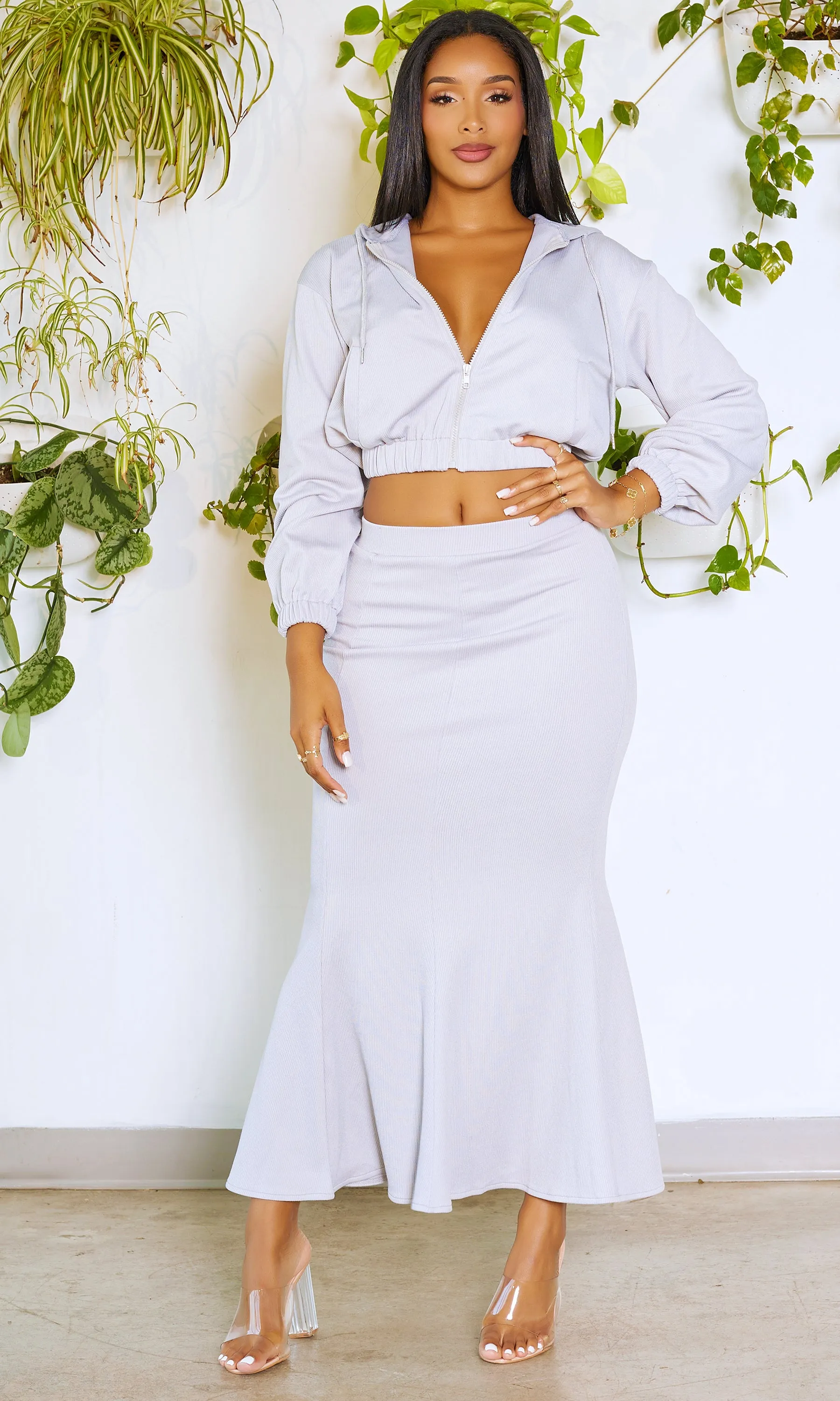 Hoodie Skirt Set - Grey sold by Cutely Covered