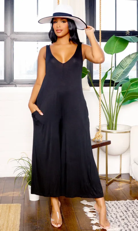 Breeze Vibes | Jumpsuit - Black sold by Cutely Covered