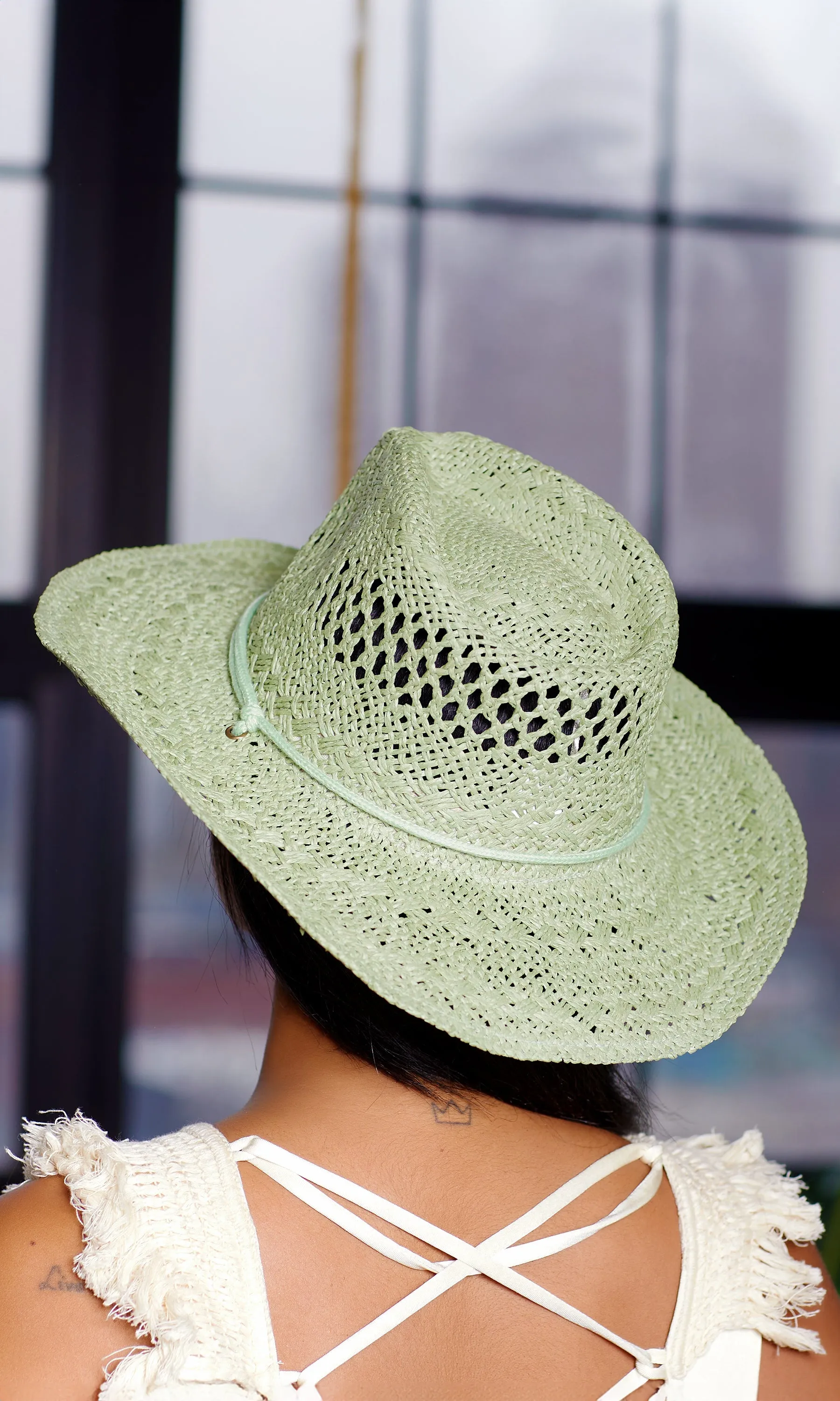 Western Women’s Adjustable Wide Brim Straw Hat Sun Protection - Mint sold by Cutely Covered product image thumbnail 3