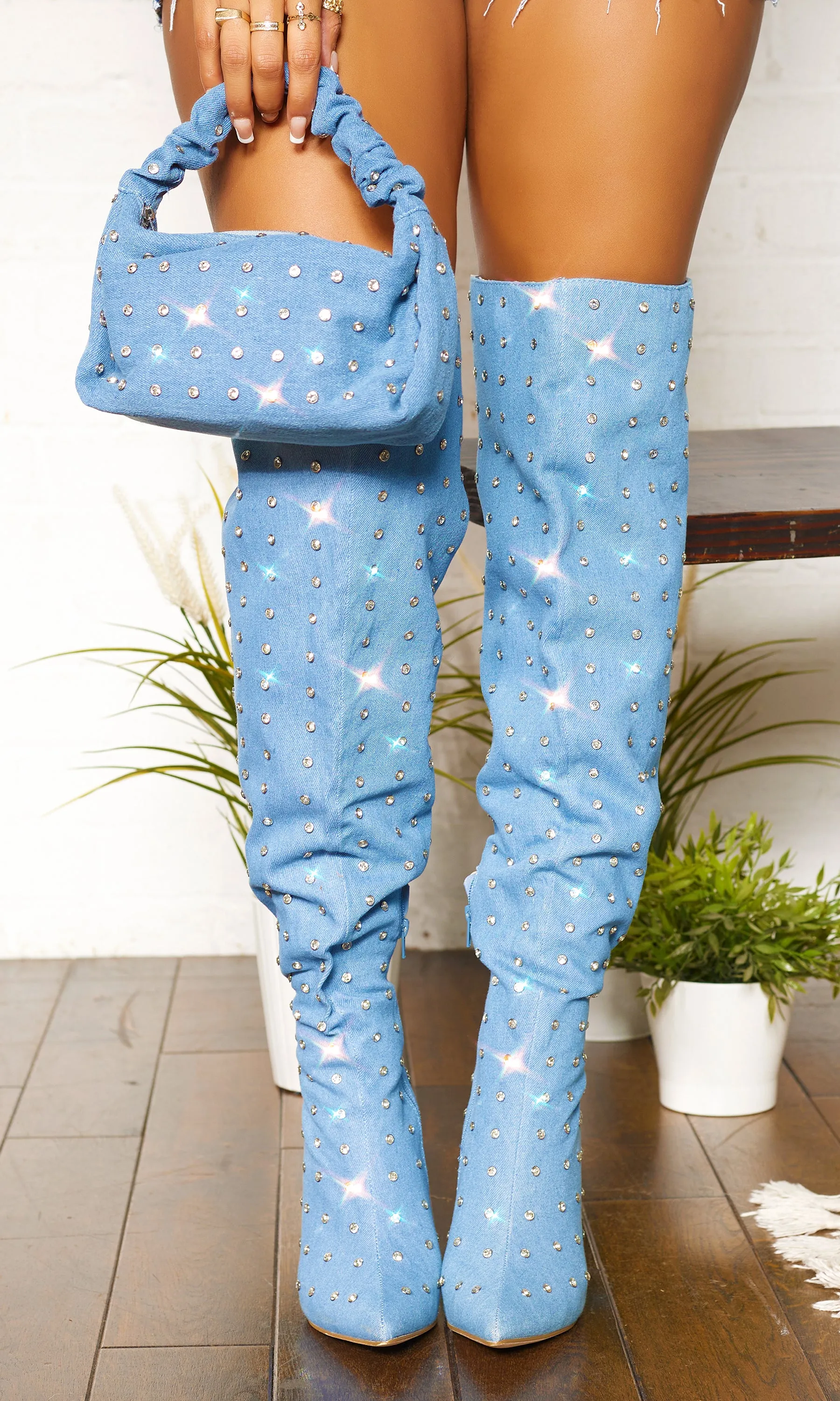 Girl's BFF | Studded Thigh High Boots - Denim FINAL SALE sold by Cutely Covered product image thumbnail 5