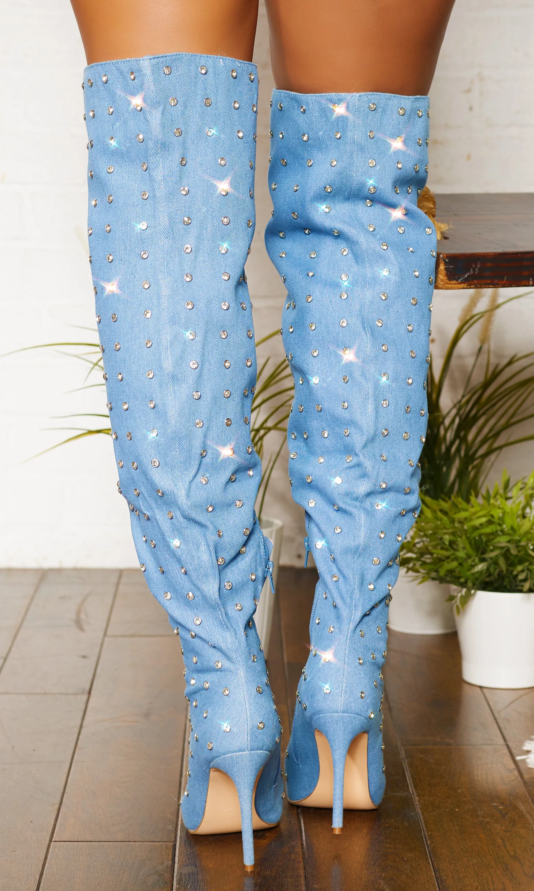 Girl's BFF | Studded Thigh High Boots - Denim FINAL SALE sold by Cutely Covered product image thumbnail 3