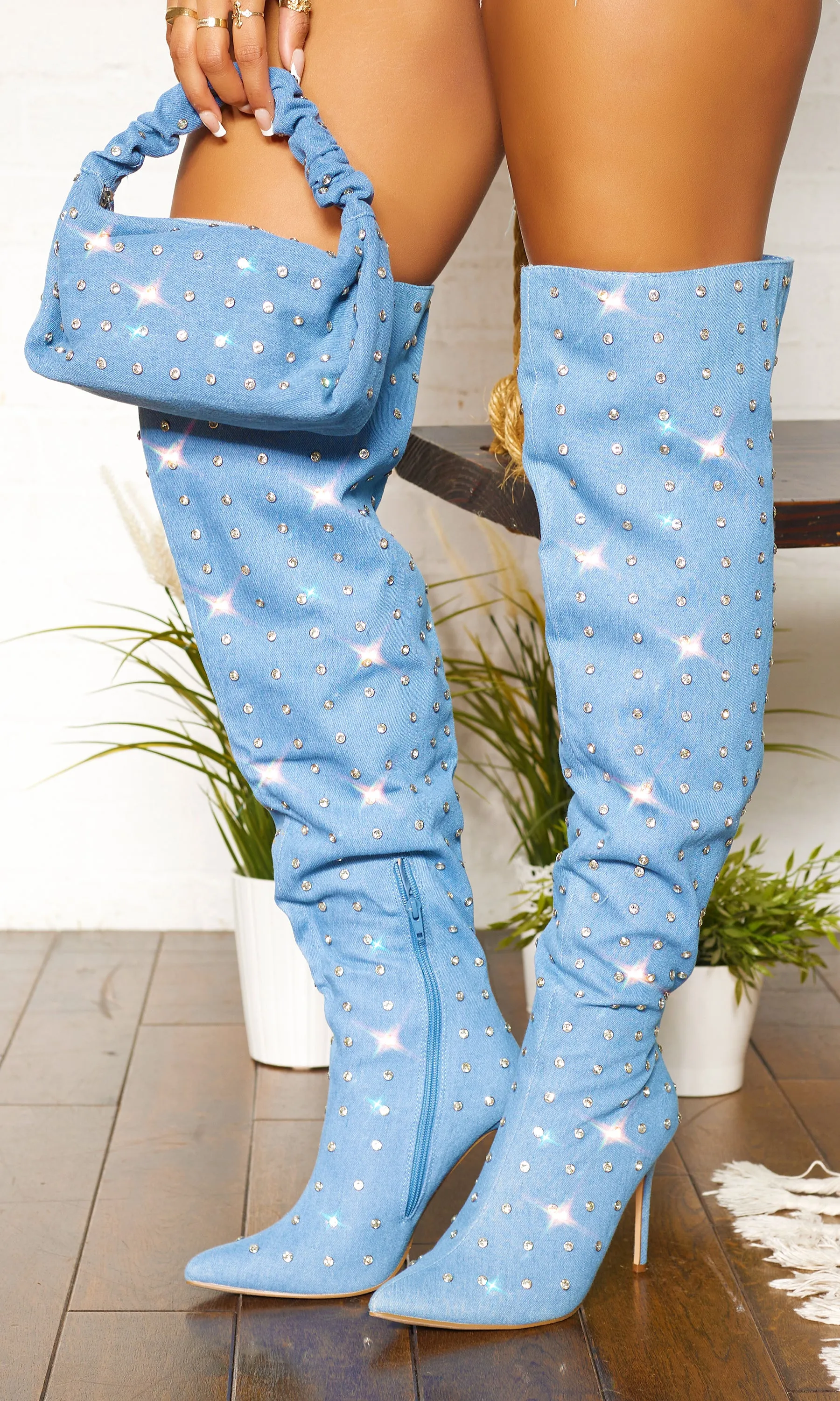 Girl's BFF | Studded Thigh High Boots - Denim FINAL SALE sold by Cutely Covered product image thumbnail 4