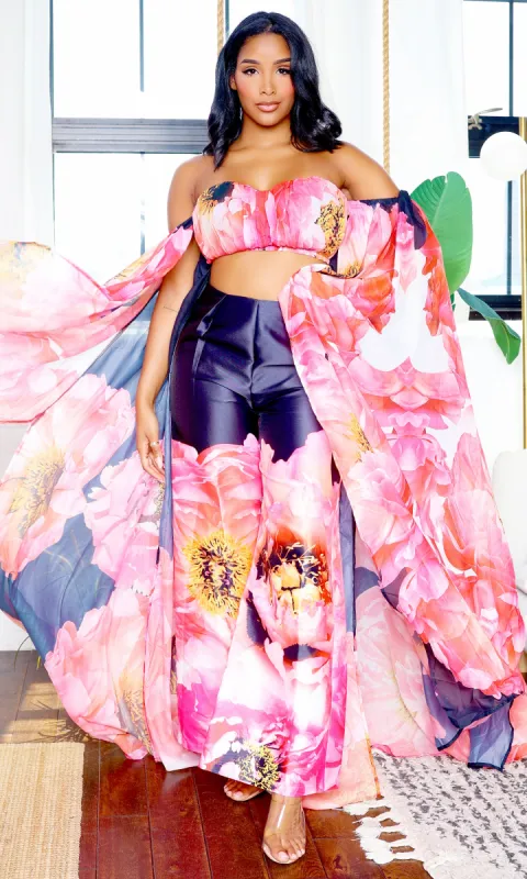 Savanna's | Blossom Beauty Pant Set -Black Fuchsia sold by Cutely Covered