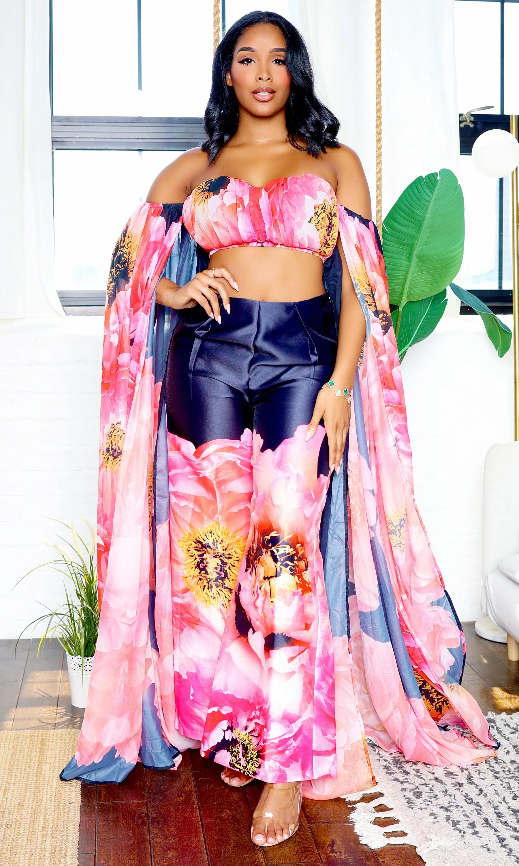 Savanna's | Blossom Beauty Pant Set -Black Fuchsia sold by Cutely Covered product image thumbnail 2