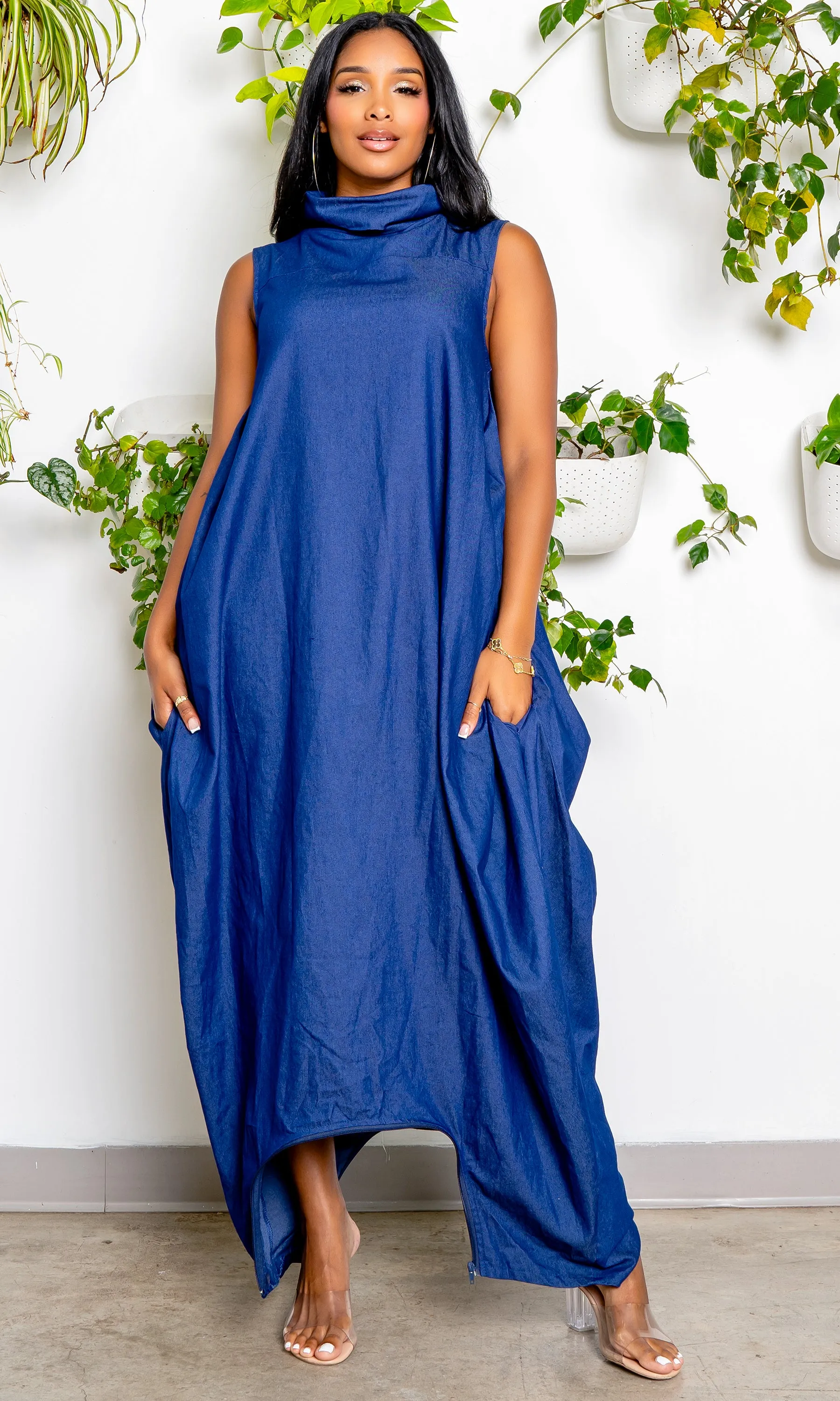 Turtle Neck Harem Jumpsuit - Blue Denim sold by Cutely Covered product image thumbnail 3