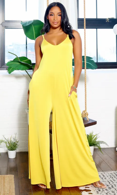 Stretch Chic Jumpsuit - Yellow sold by Cutely Covered
