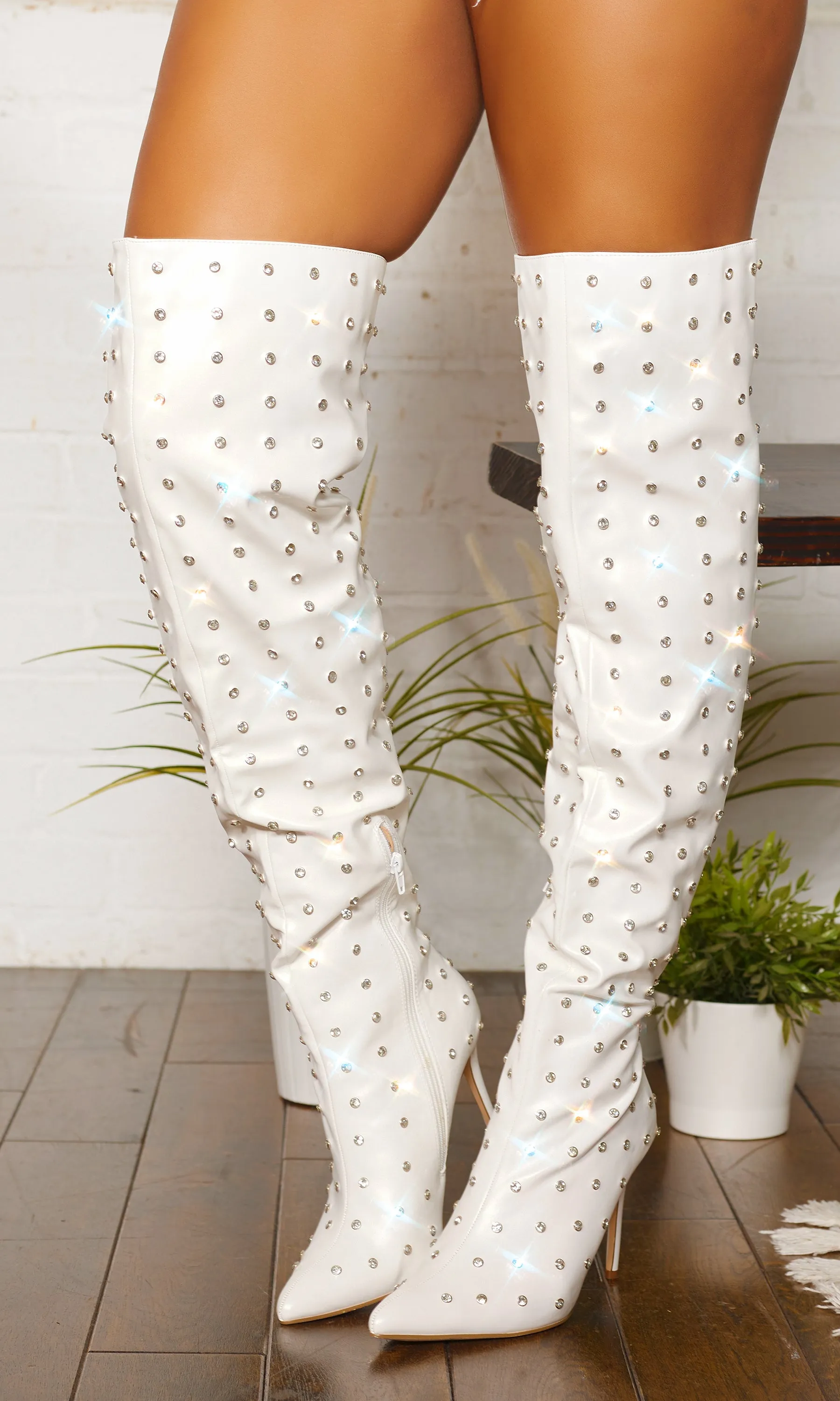 Girl's BFF | Studded Thigh High Boots - White FINAL SALE sold by Cutely Covered product image thumbnail 4