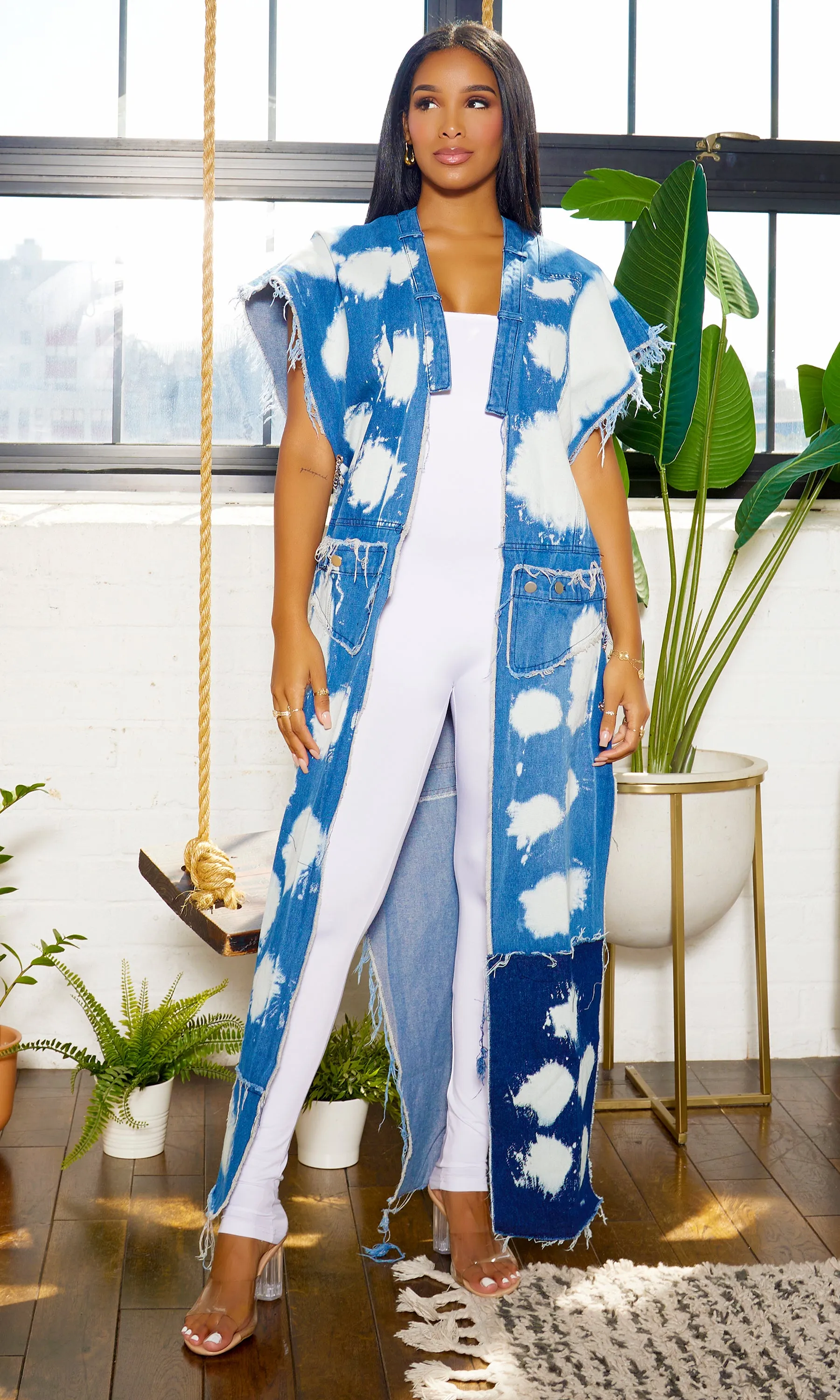 Tie Dye Washed Denim Chain Vest sold by Cutely Covered product image thumbnail 5