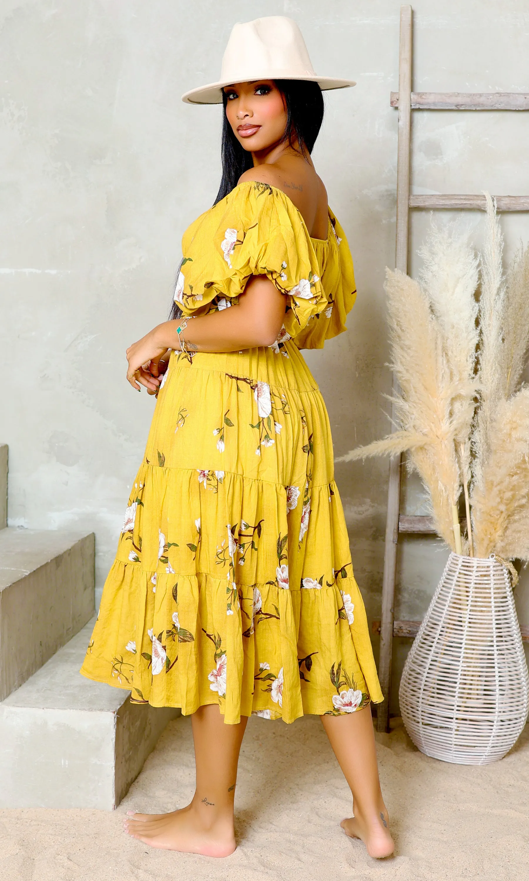 Petal Perfection | Floral Dress - Mustard sold by Cutely Covered product image thumbnail 3