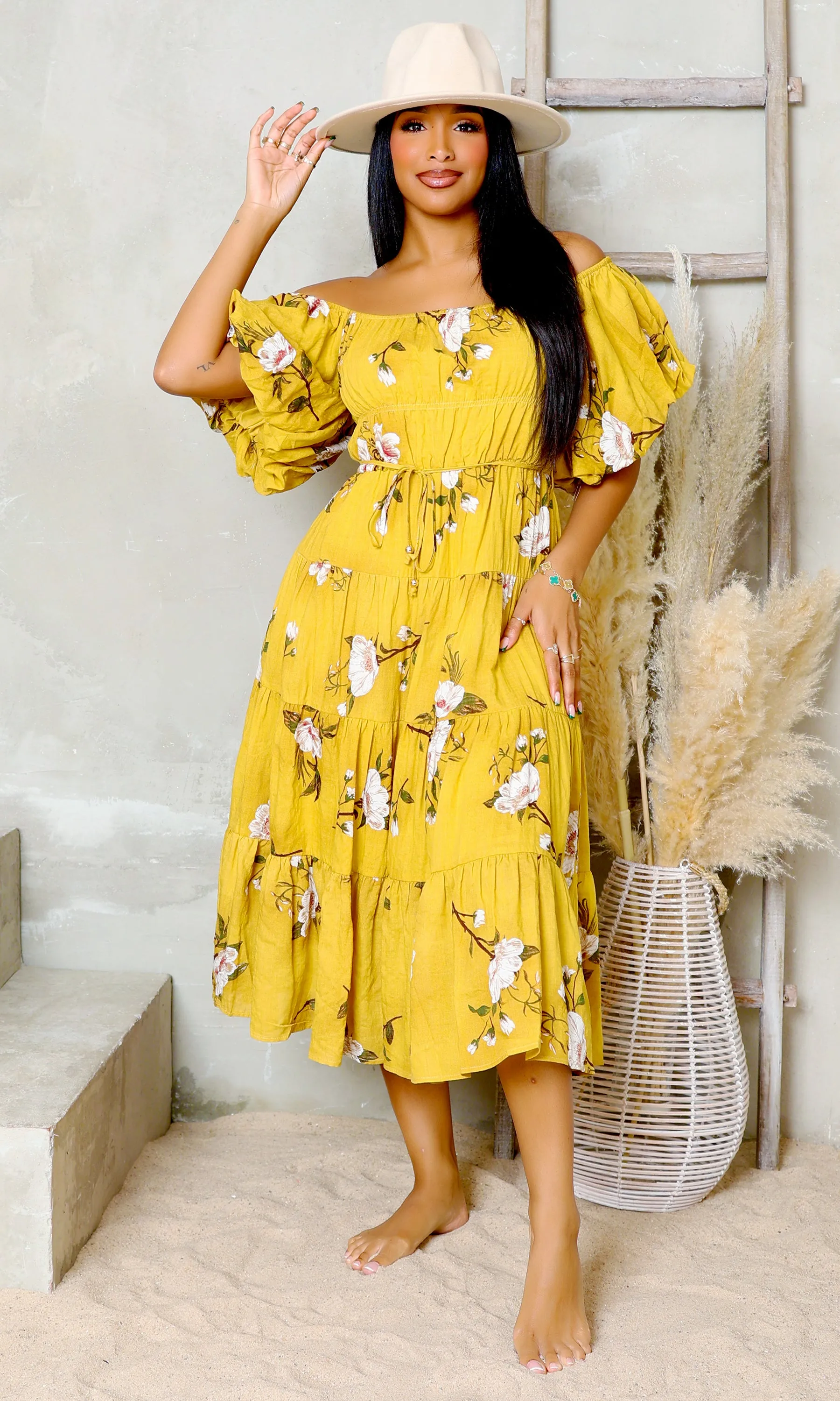 Petal Perfection | Floral Dress - Mustard sold by Cutely Covered product image thumbnail 2