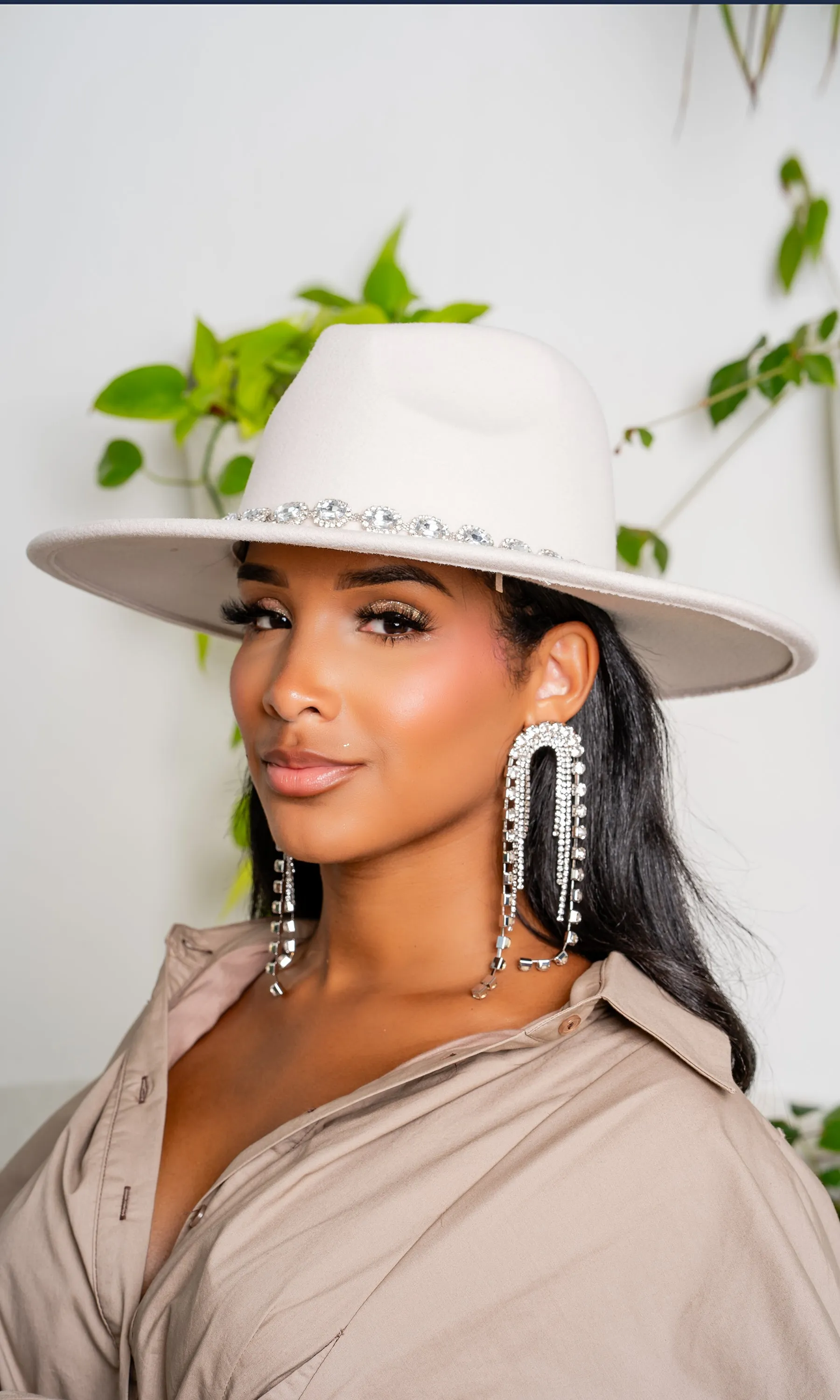 Embellished Band Fedora - Beige sold by Cutely Covered product image thumbnail 2