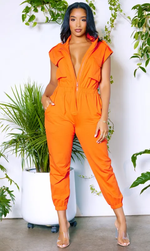 At Ease Jumpsuit- Orange sold by Cutely Covered