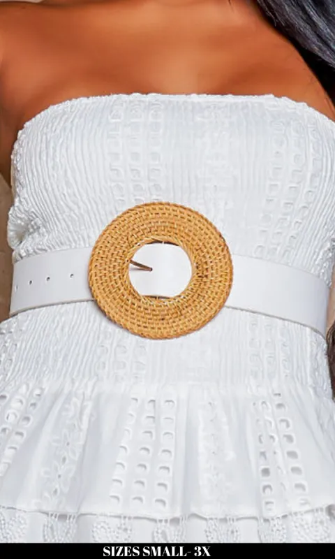 Oversized Raffia Buckle Belt - Circle sold by Cutely Covered