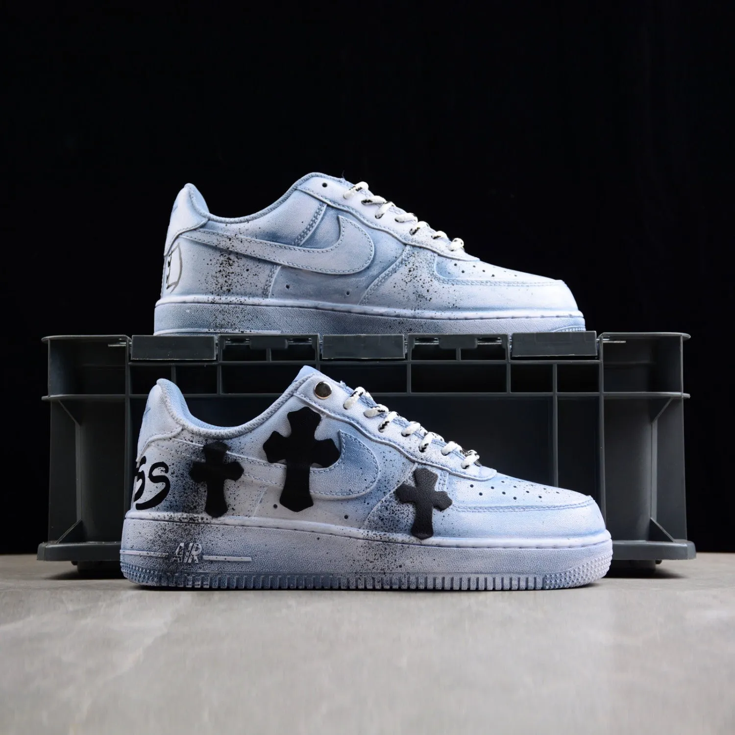 新品 限定色 確実正規品 ChromeHearts×DIPPED IN BLUE Drippy Custom Many Blue Chrome Hearts Air Force 1 | Parallel